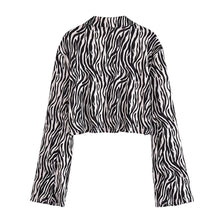 Charger l&#39;image dans la galerie, Zebra Animal Skin Print Short Knit Top Strips Tie Pencil Skirt Two Piece Set
