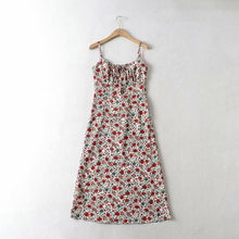 Load image into Gallery viewer, Three Colorway Vintage Floral Slim Tie Spaghetti Casual Dress
