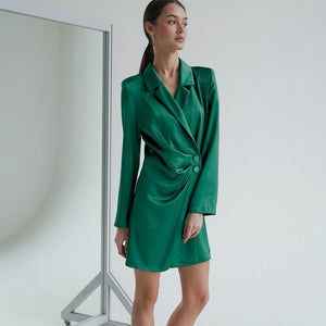Elegant Short Satin Fashion Blazer Casual Dress