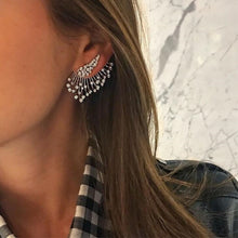 Load image into Gallery viewer, Crystal Sweetheart Pendant Asymmetrical Leaves Ear-hook Stud Earrings

