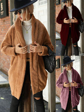 Load image into Gallery viewer, Women Autumn Winter Brown Faux Fur Shearling Double-faced Fuzzy Coat
