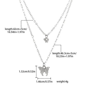 Rhinestone Double-layer Zircon Butterfly Collarbone Necklace