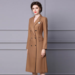 2022 New Design Autumn Winter Slim Wool Midi Blazer Formal Dress