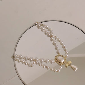 Lolita Style Handmade White Pearl Sweetheart Pendant Necklace