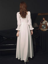 Load image into Gallery viewer, French Style Satin Long Sleeve Banquet Evening Dress
