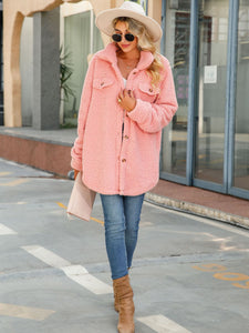 Autumn Woman Long Shearling Plush Shirt Jacket