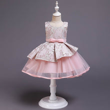 Load image into Gallery viewer, 90-140cm Kids Girls Princess Puffy Dress Jacquard Flower Girl Dress
