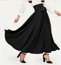 Load image into Gallery viewer, Wholesale factory supply casual woman latest design ladies black plain zip back knot swing maxi skirt long
