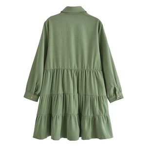 2022 Autumn New Design Loose Ruched Shirt Dress