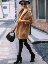 Load image into Gallery viewer, Women Autumn Winter Brown Faux Fur Shearling Double-faced Fuzzy Coat
