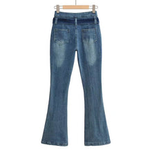 Load image into Gallery viewer, Vintage Elegant High Waist Jeans Belted Flare Denim Pants
