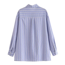 Load image into Gallery viewer, 2022 Autumn Two Colorway Striped Oversized Midi Shirt
