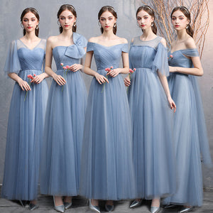 Pink Blue Off Shoulder Slim Fairy Bridesmaid Evening Dresses