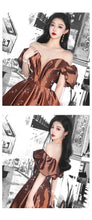 Load image into Gallery viewer, Off Shoulder Embroidery Beaded Annual Party Birthday Party Bridal Puffy Evening Dress
