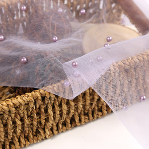 Soft Pearl Beaded Tulle Fabric