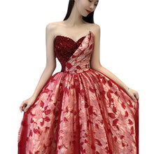 Load image into Gallery viewer, Autumn Off Shoulder Maroon Engagement Performance Birthday Party Evening Dress
