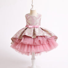 Load image into Gallery viewer, 2-12Y Kids Fancy Dress Flower Girl Jacquard Puffy Performance Dress
