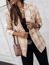 Load image into Gallery viewer, Autumn Winter Plaid Double Breated Short Blazer
