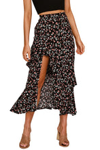 Load image into Gallery viewer, Printed Elastic Waist Asymmetrical Frilled Skirt
