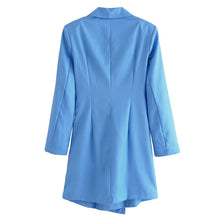 Load image into Gallery viewer, 2022 Autumn New Design Asymmetrical Slim Waist Blue Blazer Dress
