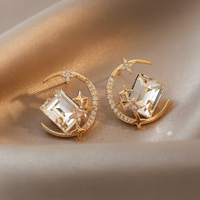 Load image into Gallery viewer, S925 Silver Star Moon Geommetrical Rhinestone Crystal Stud Earrings
