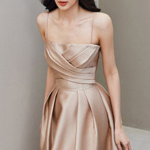 Load image into Gallery viewer, Elegant Spaghetti Satin Pleated Flare Evening Party Dress
