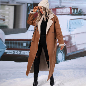 Hot Sale Women Suede Faux Shearpa Fur Overcoats