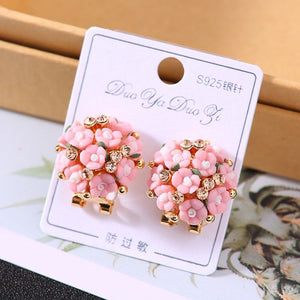 Fashion Big Tiny Flower Ball Stud Earrings