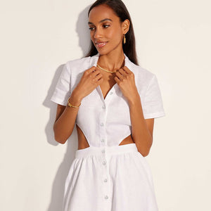 Fashion Cut Out Cotton Shirt Casual Dress