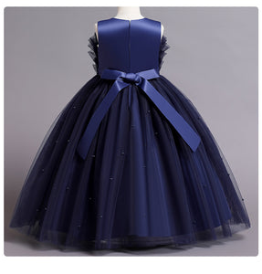 110-160cm Girls Tulle Puffy Princess Pleated Tiered Dress