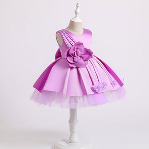 70-100cm Baby Girls First Month 1Y Birthday Party Dress Wedding Flower Girl Dress Princess Puffy Tiered Dress