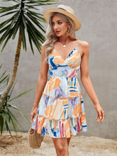 Load image into Gallery viewer, Fashion Printed Backless Spaghetti Frilled Mini Casual Dress
