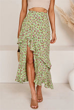 Load image into Gallery viewer, Printed Elastic Waist Asymmetrical Frilled Skirt
