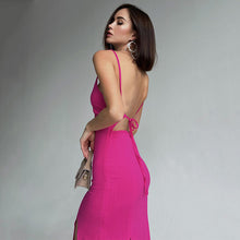 Load image into Gallery viewer, Spaghetti Backless V Neck Sexy Pink Slim Slip Casual Dress
