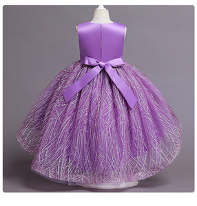 100-150cm Girls Fancy Dresses Sleeveless Tulle Train Puffy Princess Dress