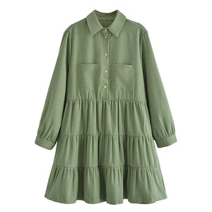 2022 Autumn New Design Loose Ruched Shirt Dress