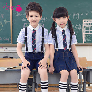 Children's Day Performance Suit Junior Primary School Uniform Girls Boys Suspender Trousers Skirt Set