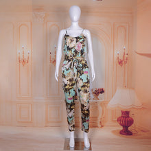 Load image into Gallery viewer, Spaghetti Strap Floral Print Jumpsuit Beachwear with Sashes
