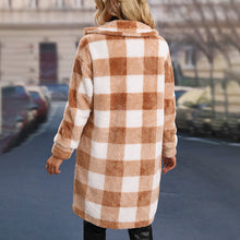 Load image into Gallery viewer, Women Autumn Winter New Design Casual Faux Shearling Midi Long Plaid Shirt Coats
