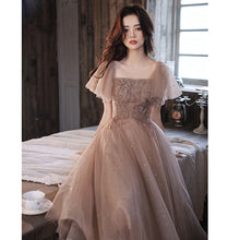 Load image into Gallery viewer, Flare Short Sleeve Sequin Embroidered Princess Bridesmaid Evening Dress
