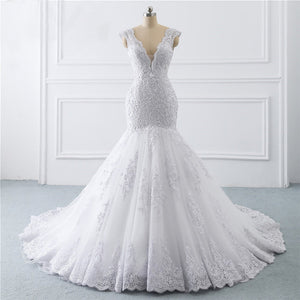 French Style Vintage Mermaid Train Slim Bridal Wedding Dress