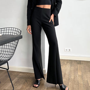 Slim High Waist Elegant Black Flare Pants