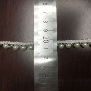 1.6cm Single Edge Pearl Trim White Beaded Tulle Lace Tape