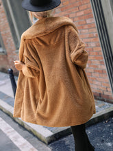 Load image into Gallery viewer, Women Autumn Winter Brown Faux Fur Shearling Double-faced Fuzzy Coat
