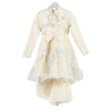 Load image into Gallery viewer, 110-160cm Children Long Sleeve Autumn Ethnic Style Chinoiserie Cheongsam Tulle Princess Dress Junior Performance Dress
