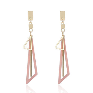 Geommetrical Triangle Elegant Colorful Stud Dangling Long Earrings