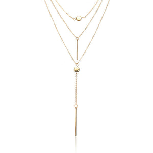 Multiple-layer Short Long Dot Crystal Pendant Collarbone Necklace