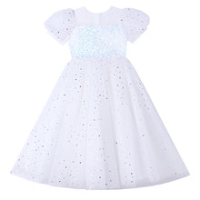 Load image into Gallery viewer, 120-170cm Sequin Puff Sleeve Long Tulle Flower Girl Dress
