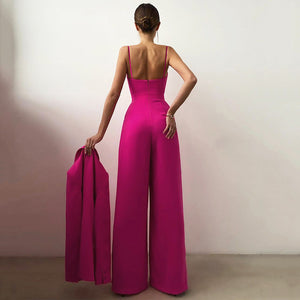 Spaghetti Wide Leg Pleated Jumpsuit