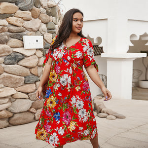 Plus Size Bohemian Floral Dress 2020 Summer Dress